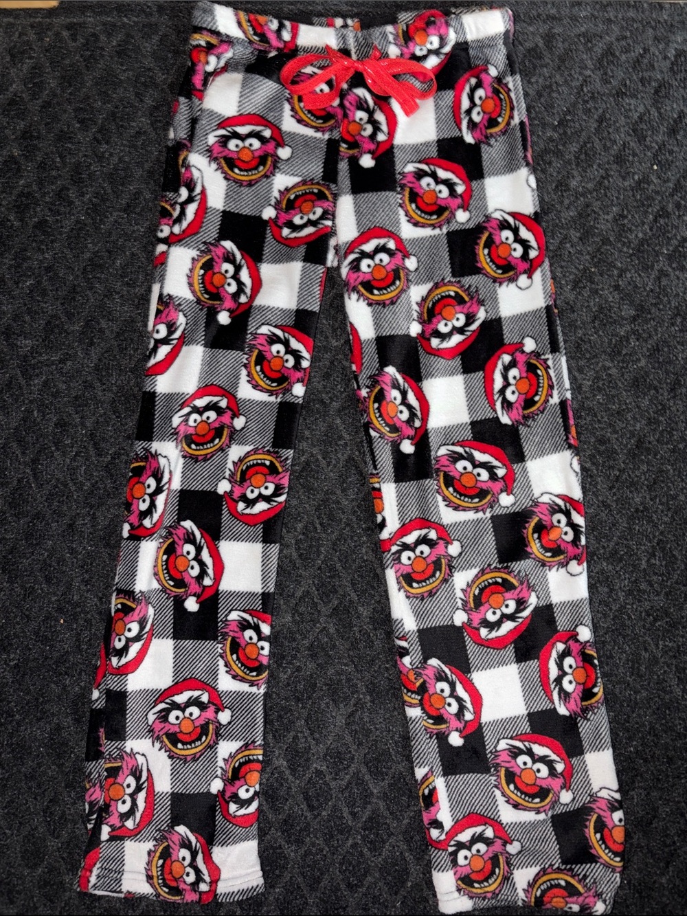 Disney Muppets Animal Christmas Theme Plush Fuzzy Sleep Pants Size Small